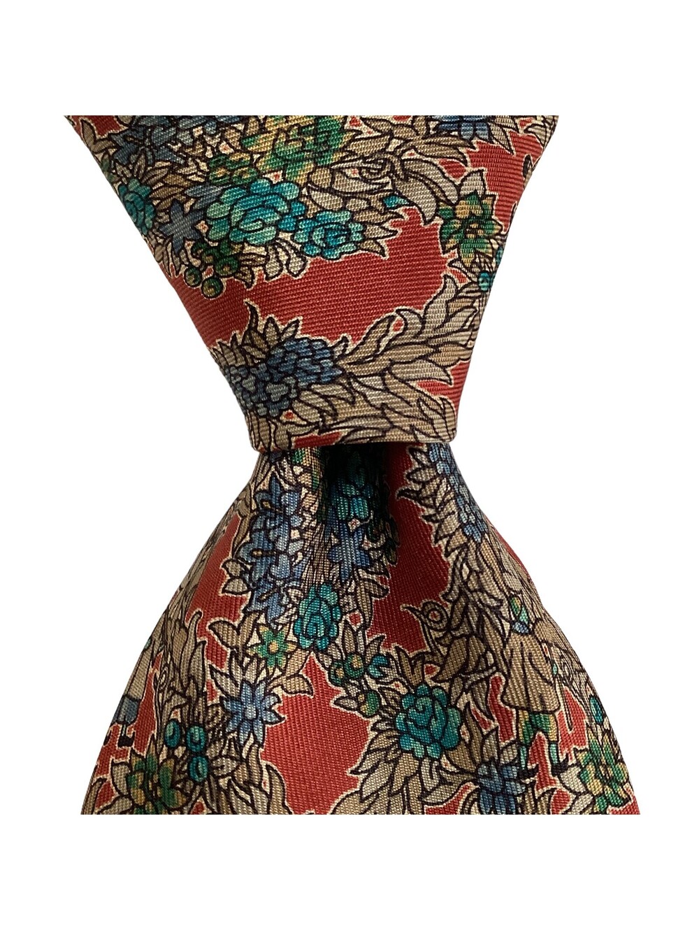 Frank Theak & Roskilly Men's Silk Necktie England Designer Floral MultiColor EUC